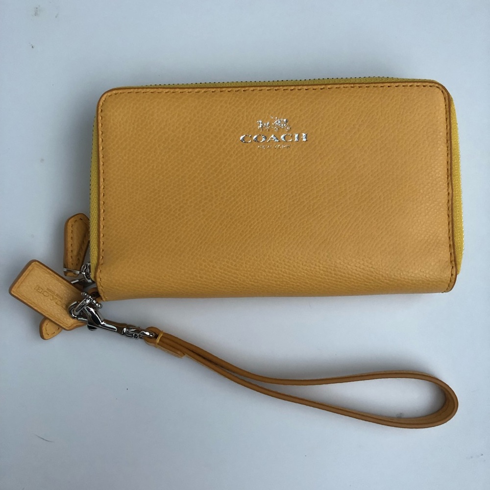 Bright Yellow Coach Wristlet used once